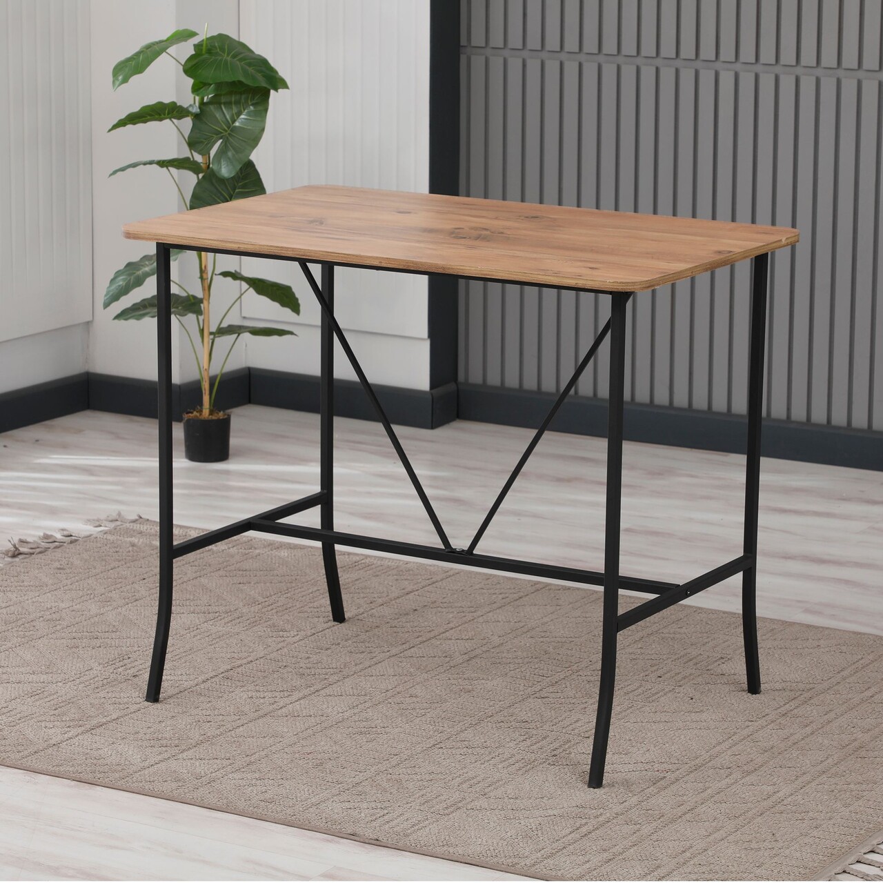 Masa de bar, Hanah Home, Retro, 110x92x70 cm, Maro - imagine 7